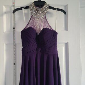 Purple Rhinestone Cocktail Dress